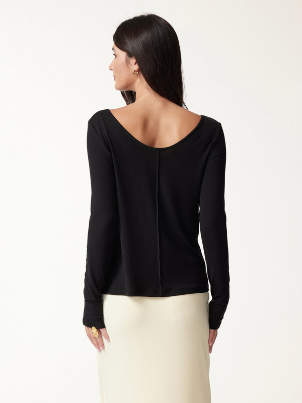 OGLmove LiteWarm Premium Lyocell-Wool Scoop Neck Thumbhole Long Sleeve Top
