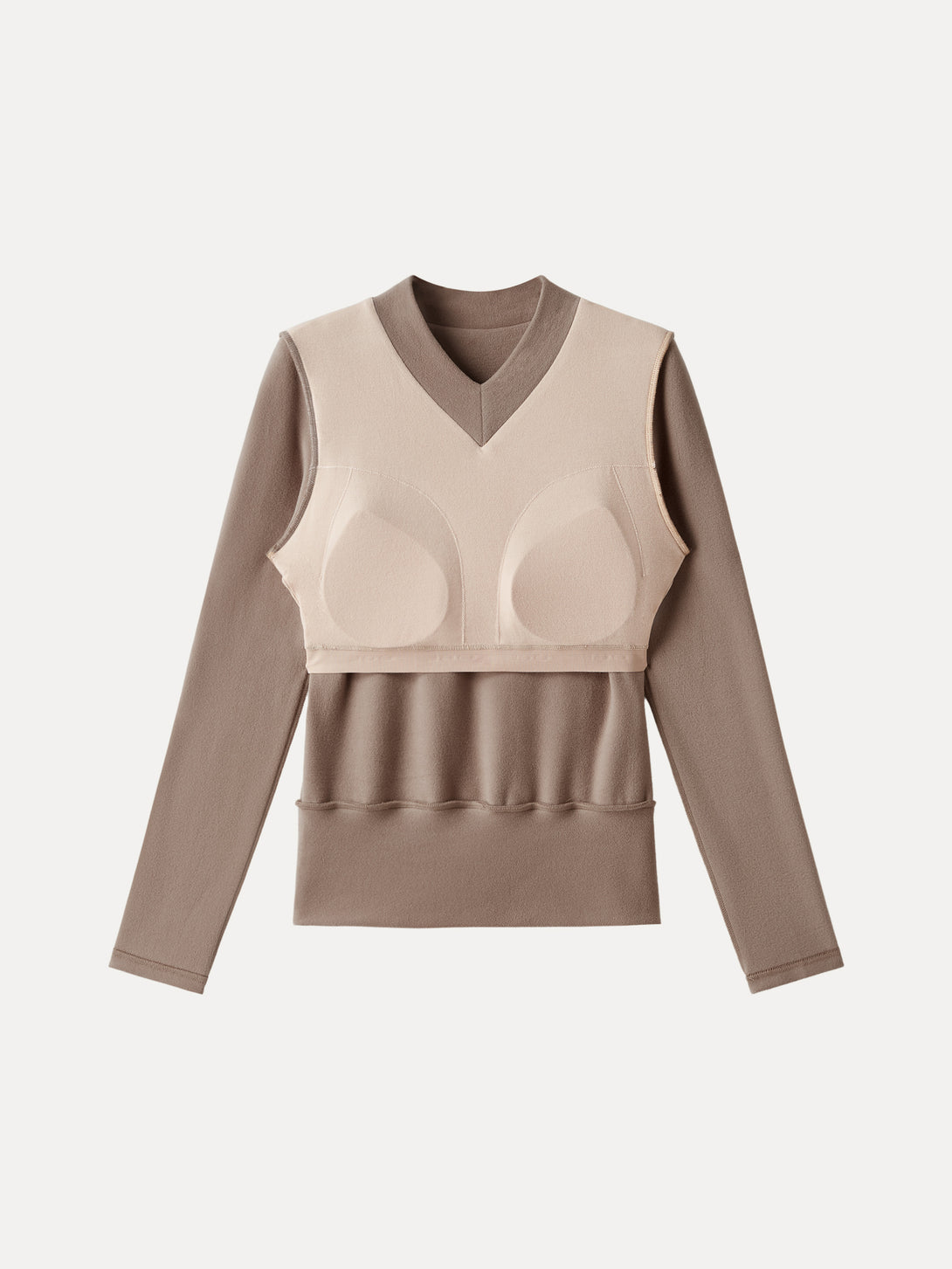 MaxWarm V-neck Long Sleeve Brami with Banded Hem