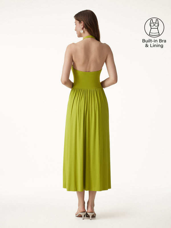 halter bra dress Halara Tie Back Built-in Longer Mini with Pockets Casual Dress - Darl Gray Floral Yarn You get all the support and twice the comfort without the outdated hardware that usually constrains modern women Joyshaper Built in Bra Summer