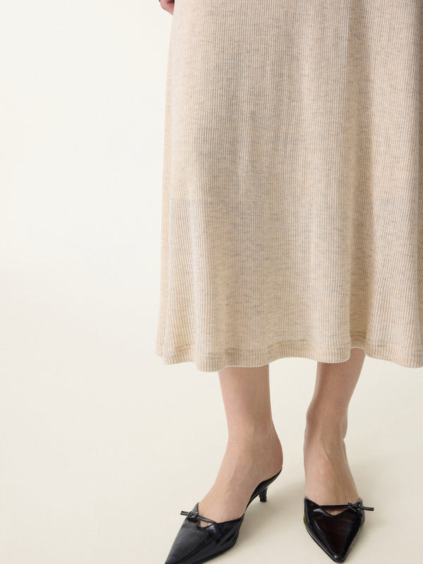 Soft Drape V-Neck Flared Midi Brami Dress