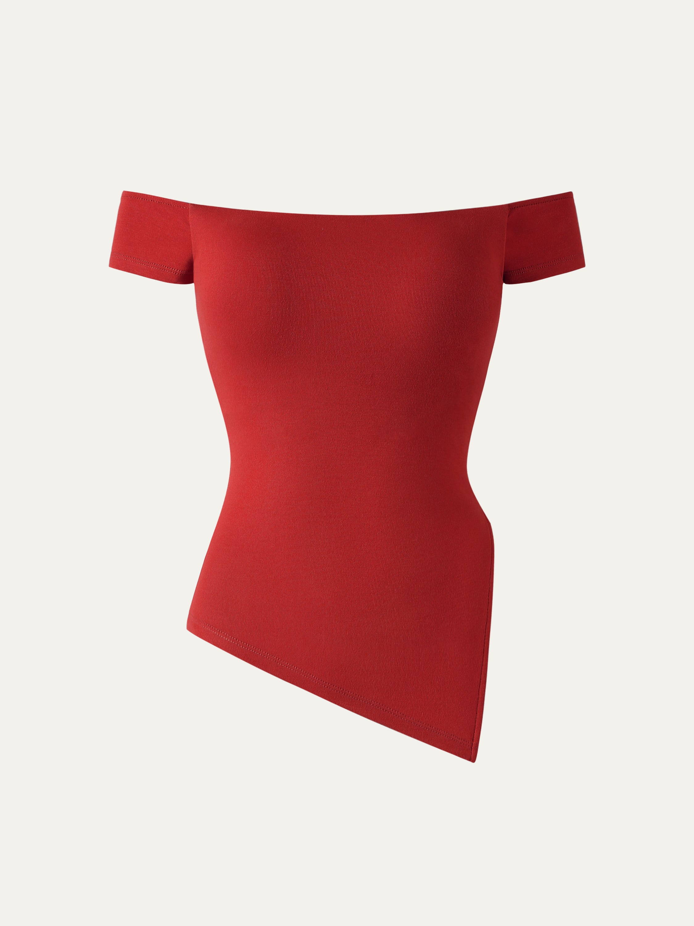 Cold Shoulder Angled Hem Brami Top - Red