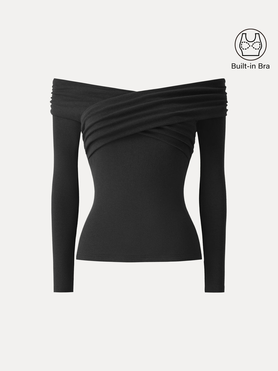 Light Warm Criss Cross Off-Shoulder Brami Top Black XS