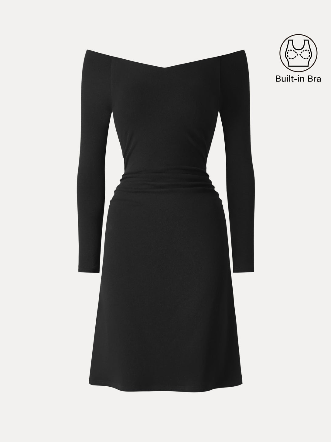 Non-Slip Classy Wide Neckline Ruched Mini Brami Dress