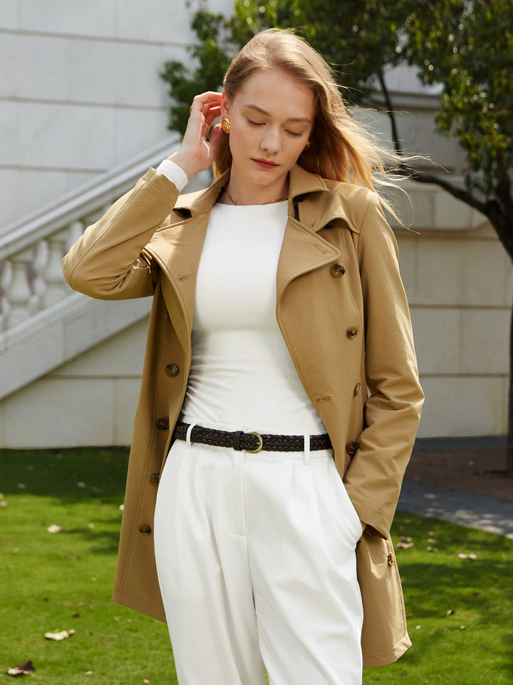 dark khaki water repellent trench coat