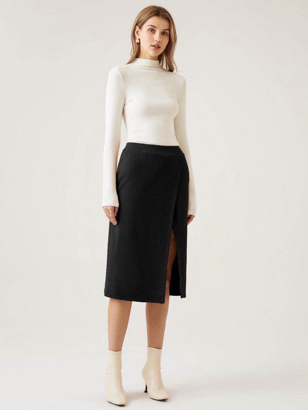 CashSoft Wrap Midi Skirt