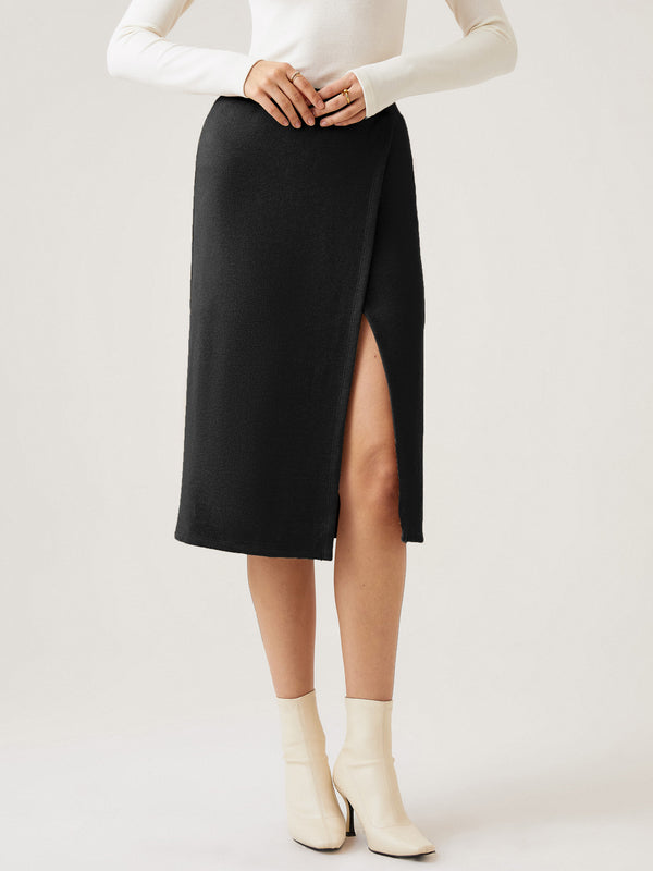 CashSoft Wrap Midi Skirt