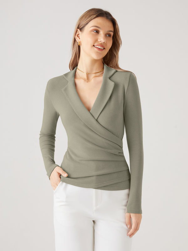 Eco-Mousse®3.0 Collared Surplice Top