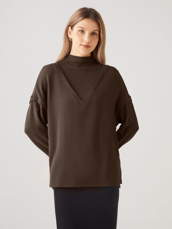 Eco-Mousse® 2.0 Faux Two-Piece Funnelneck Relaxing Top