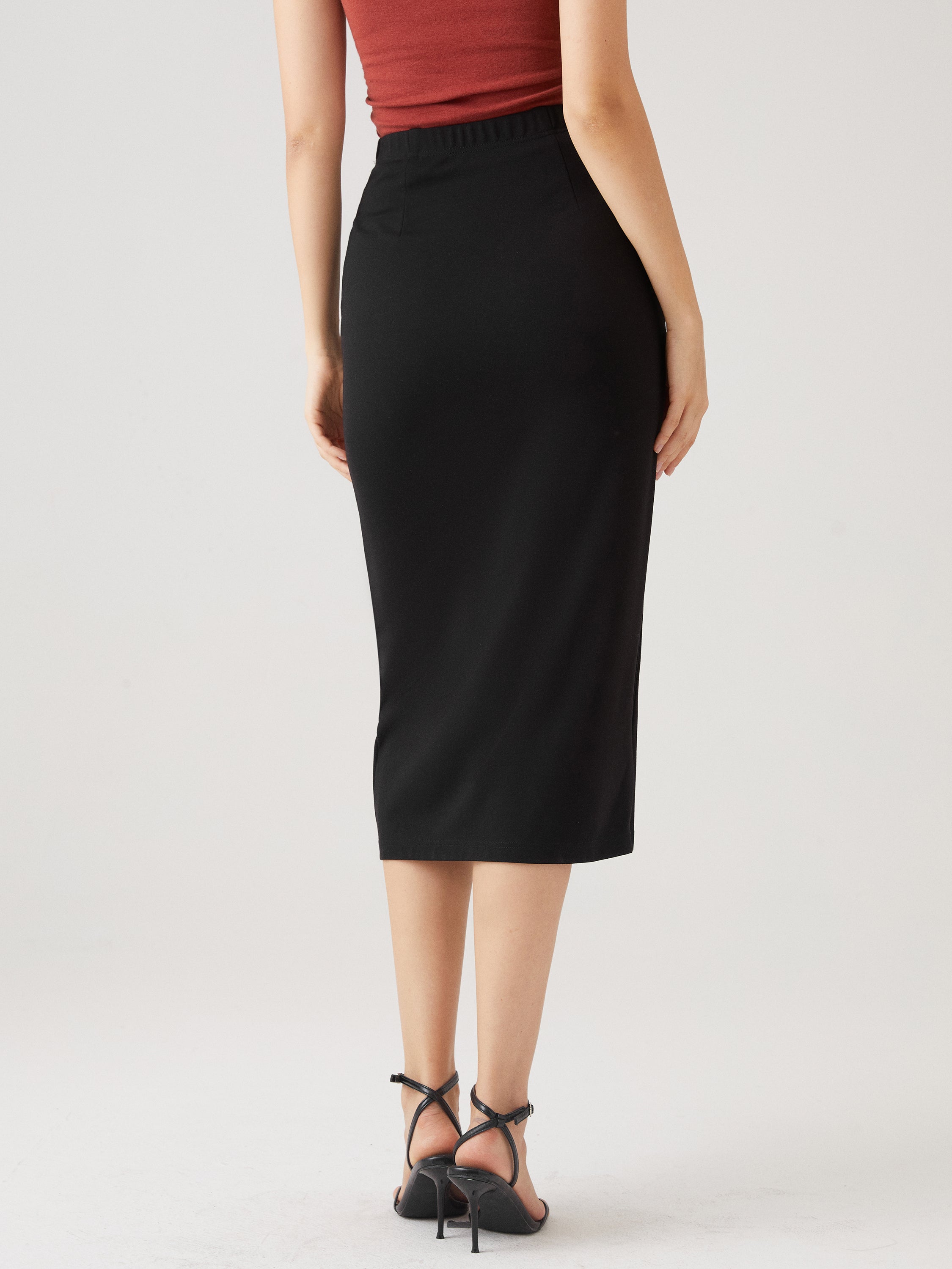 Zip Styling Midi Skirt - Black