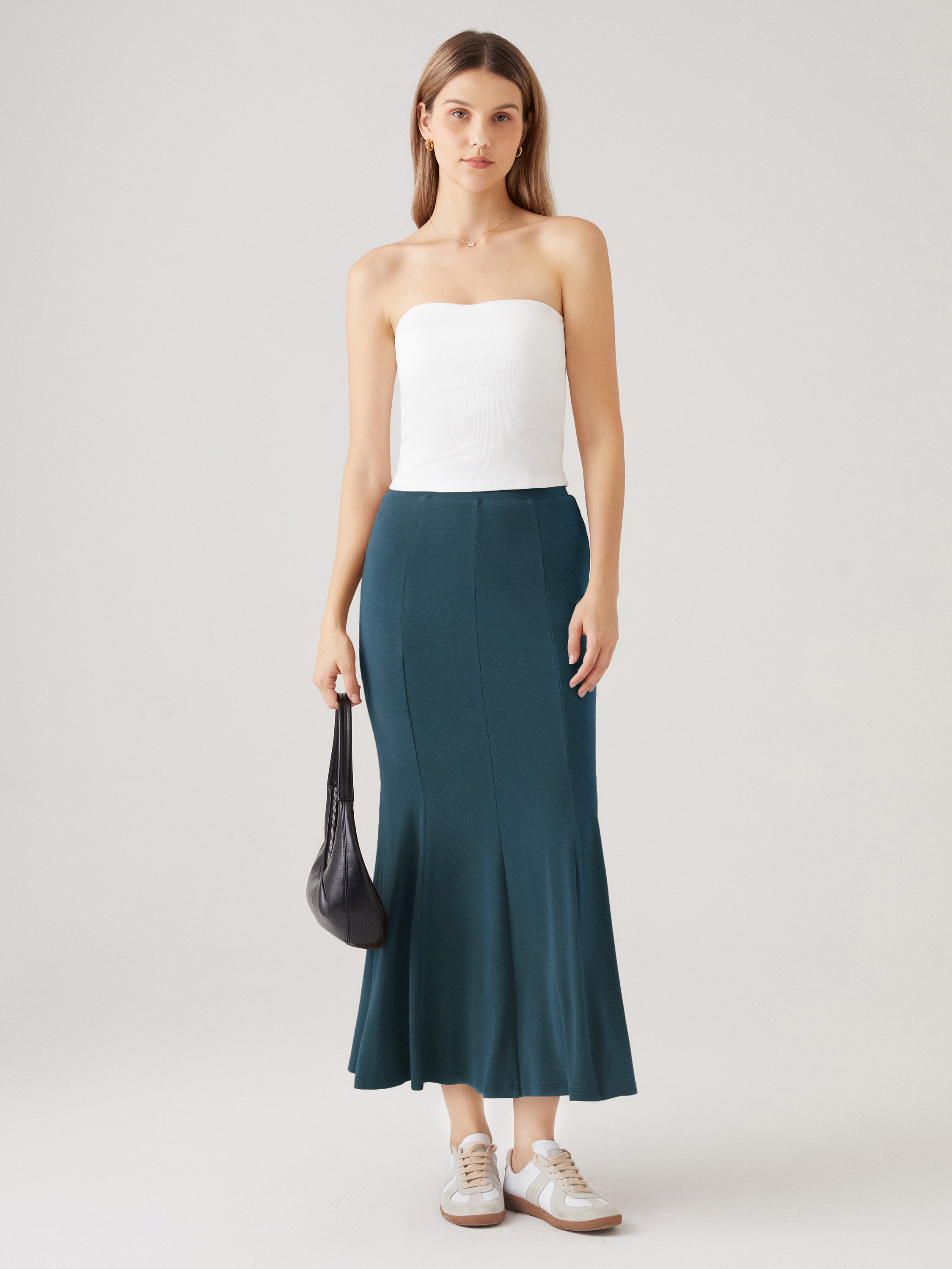 Panel Flare Maxi Skirt - Midnight Navy