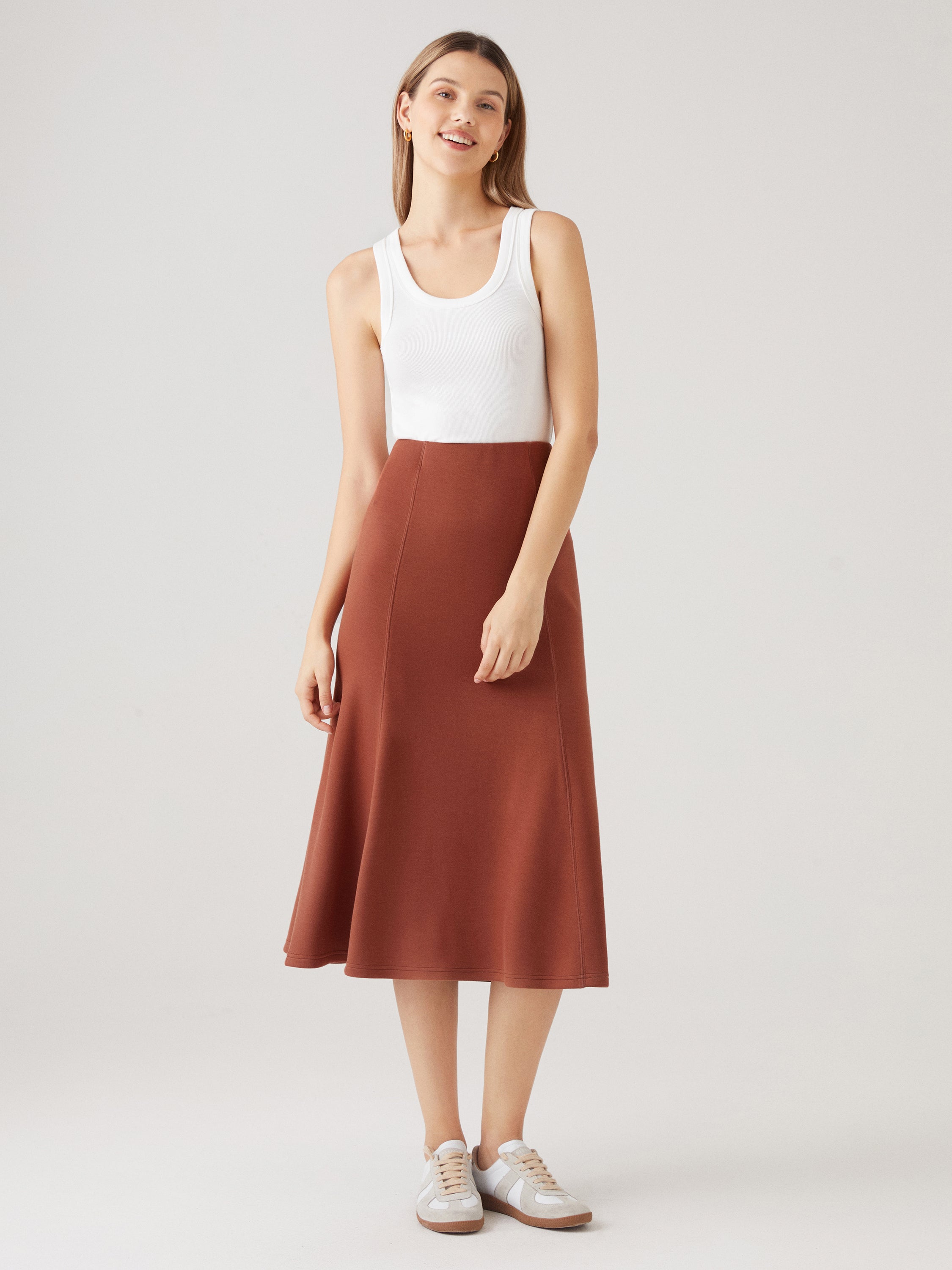 Ogl ButterCream Knit Paneled Midi Skirt