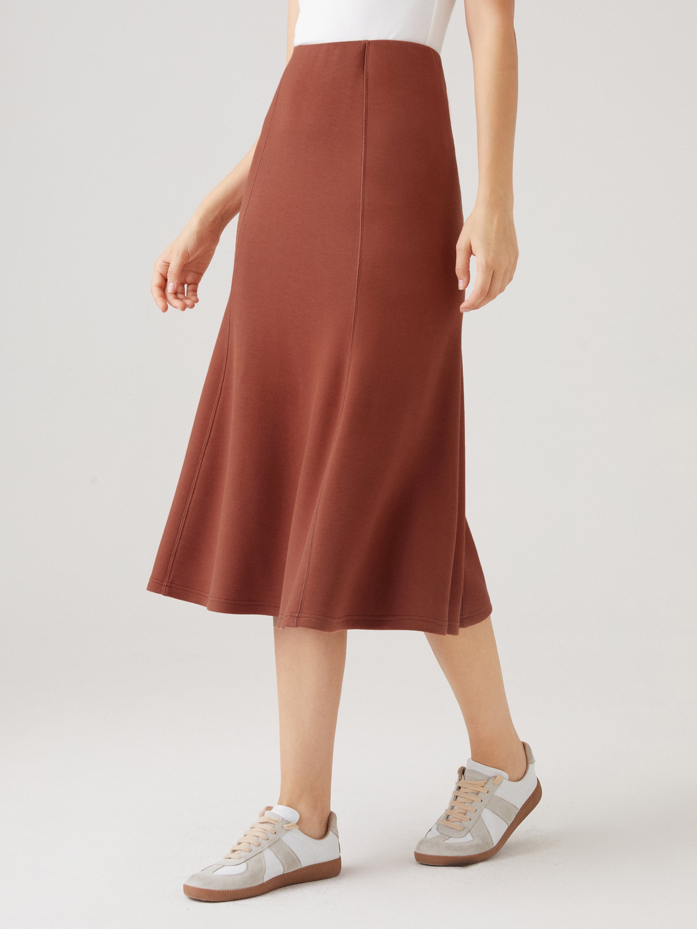 Ogl ButterCream Knit Paneled Midi Skirt