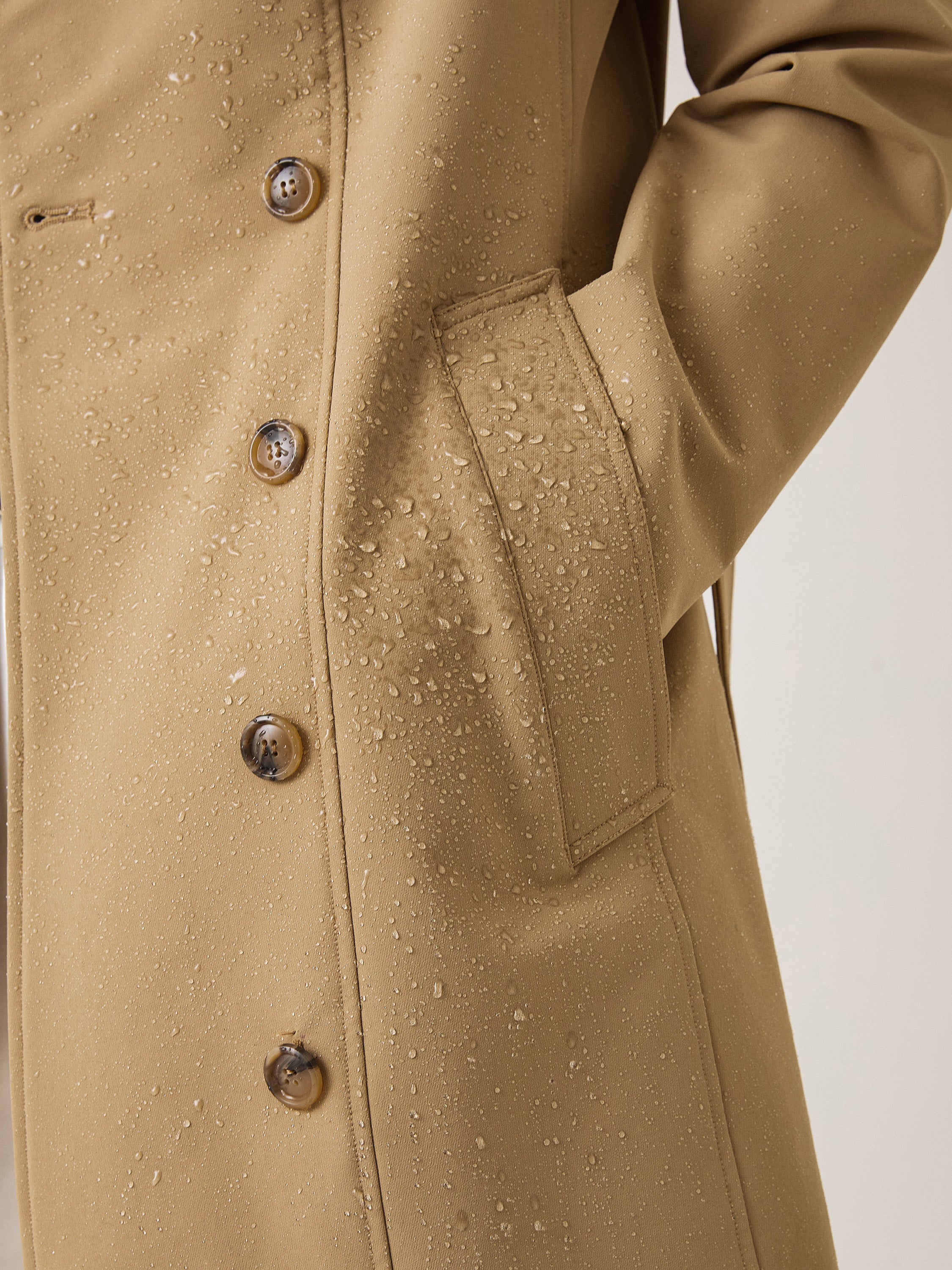 Matte Water-Repellent Trench Coat - Dark Khaki