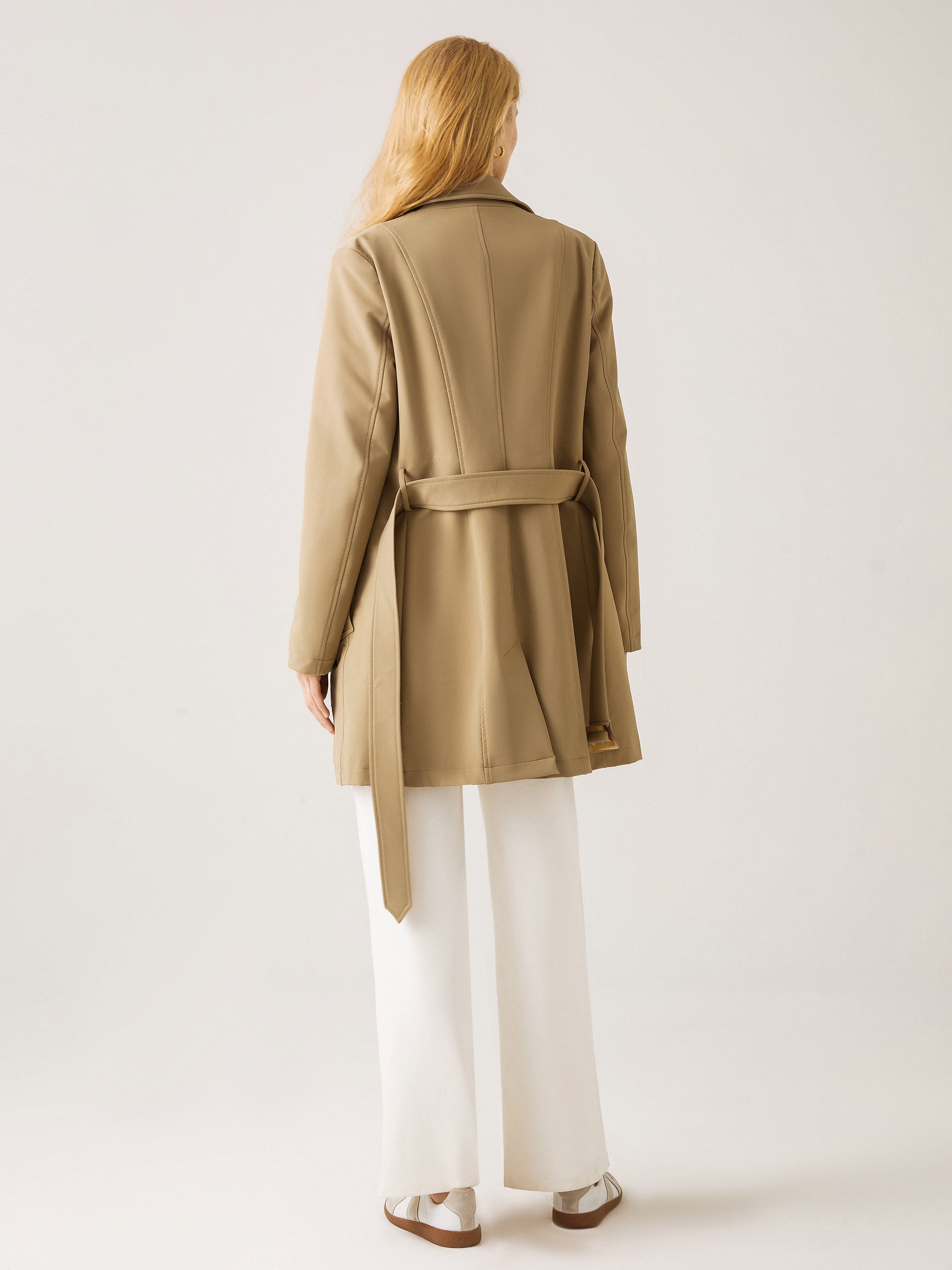 Matte Water-Repellent Trench Coat - Dark Khaki