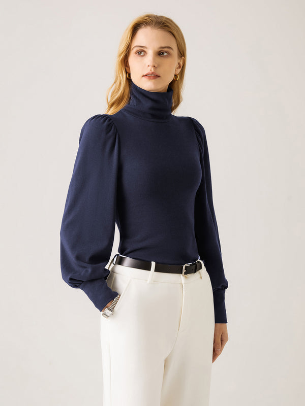 Turtleneck Puff Sleeve Top