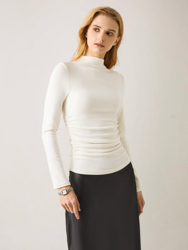 Eco-Mousse®2.0 Thermal Ruched Sides Tuckable Mockneck Top