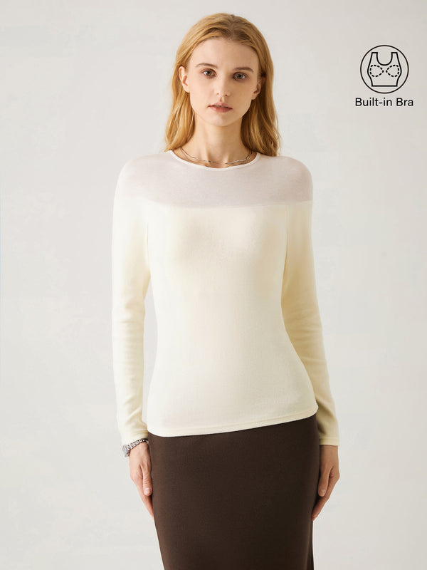 Tencel Wool Sheer Shoulder Brami Top