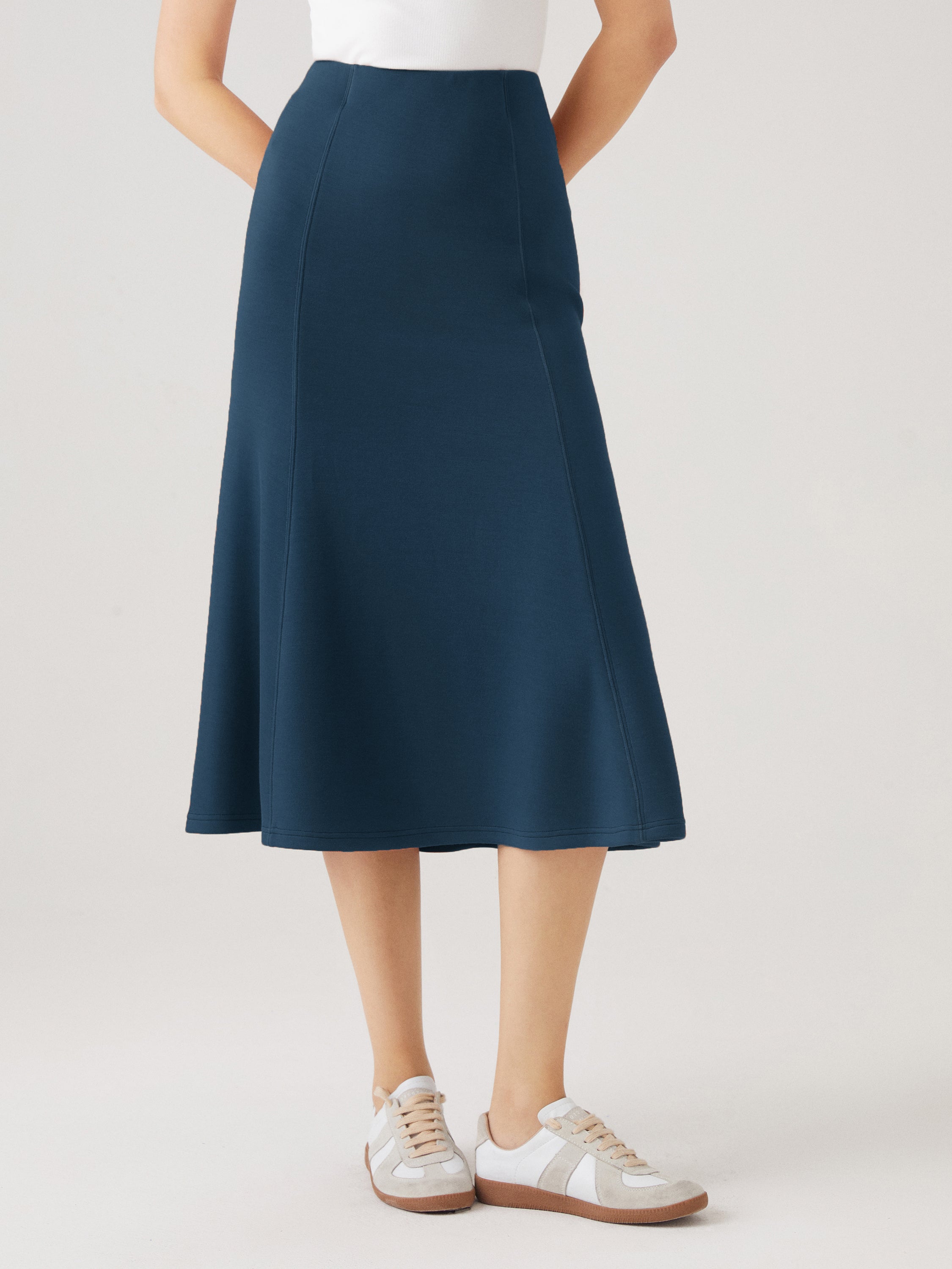 Ogl ButterCream Knit Paneled Midi Skirt