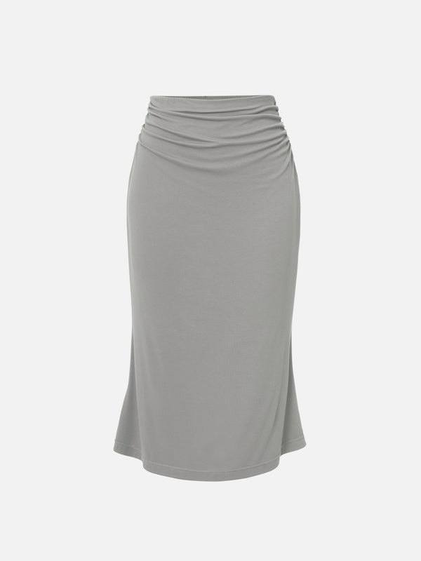 Ruched Side Mermaid Midi Skirt