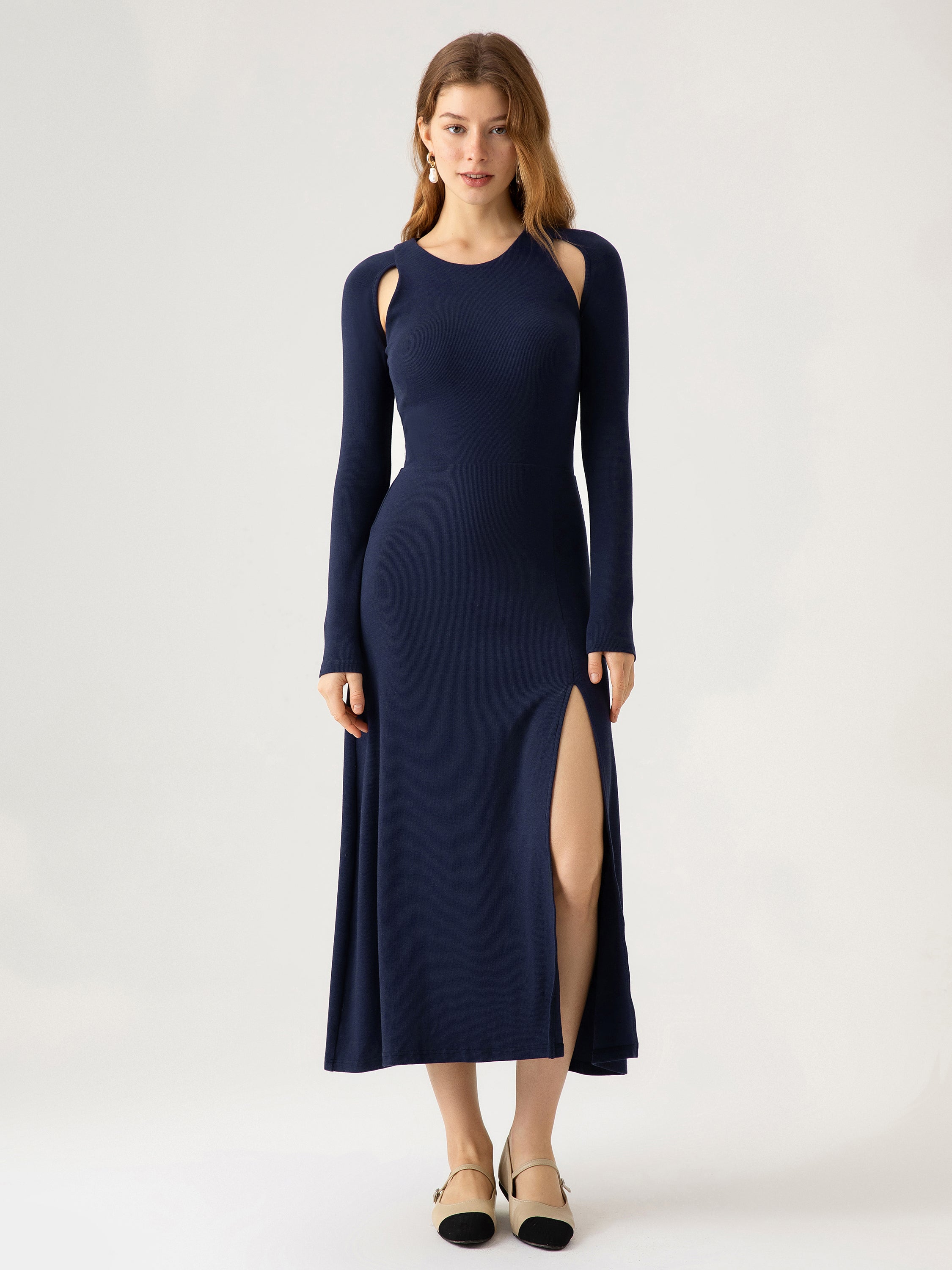 Ogl Plantive™ Versatile Styling Brami Midi Dress with Slit