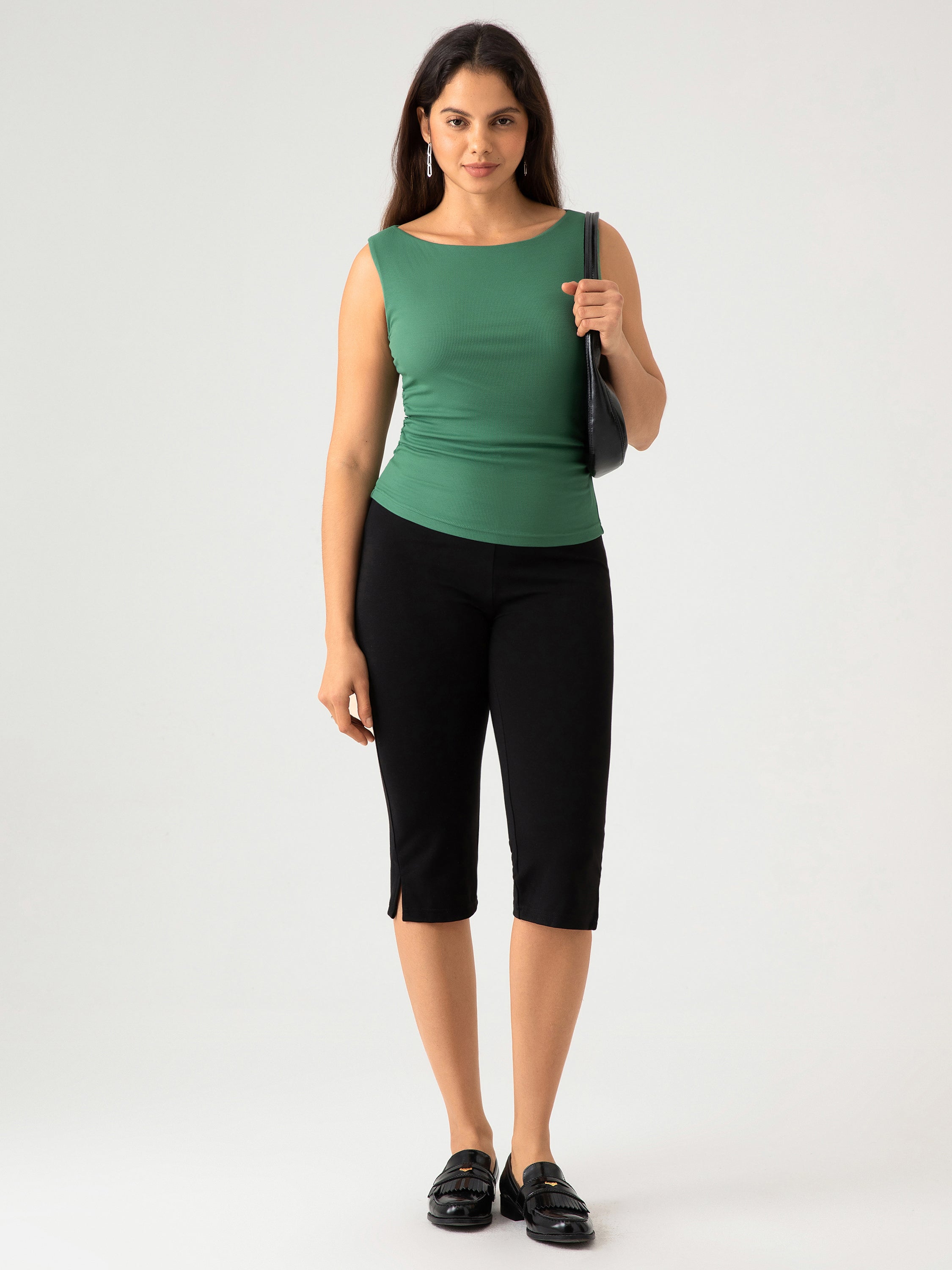 Eco-SkinKiss® Ruched Sides Boatneck Brami - Pine Green