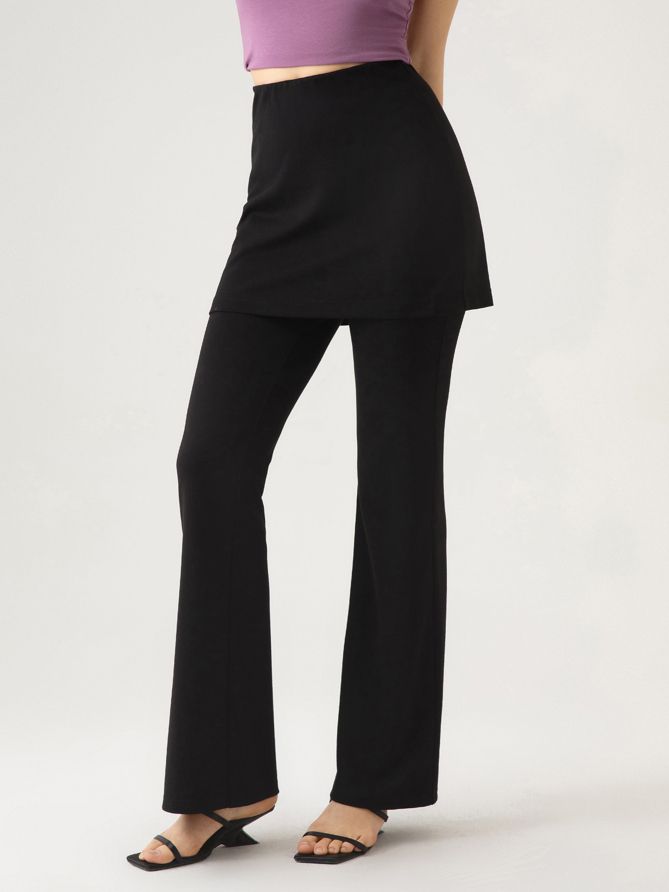 Effortless Skirted Pants - Black