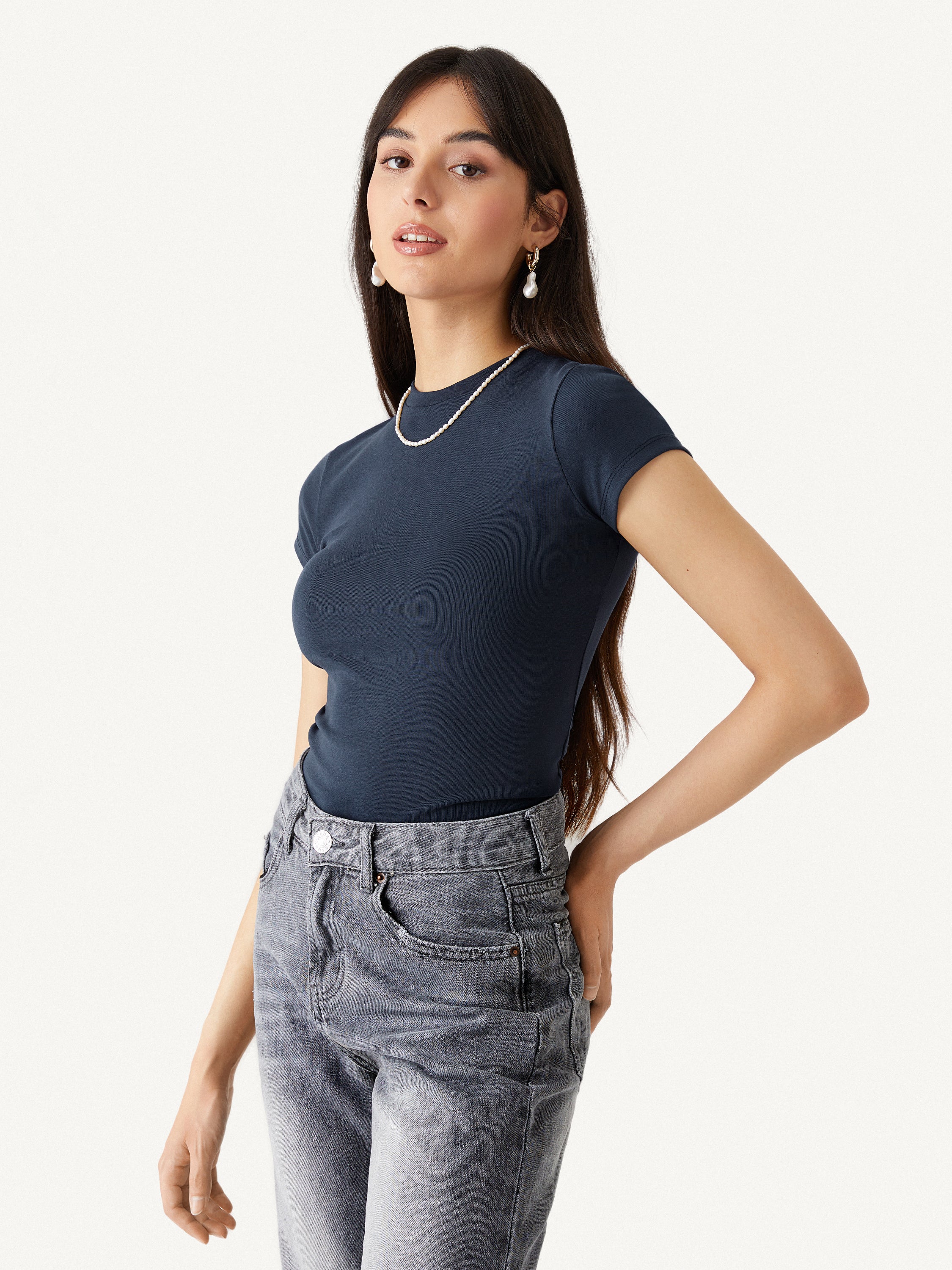 Fresh Cotton Cinch-the-Waist Tee - White