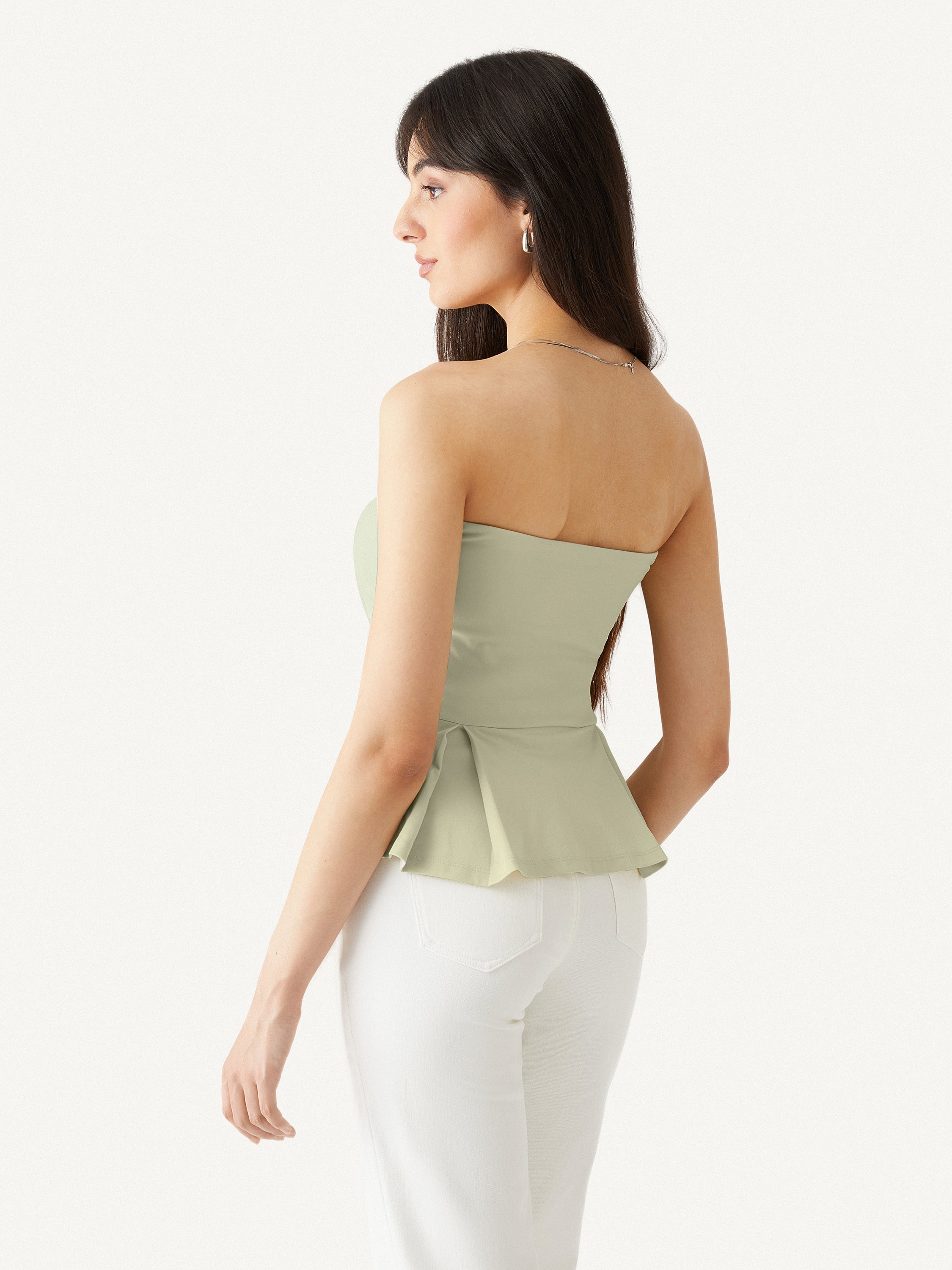 Sleek Peplume Tube Top - Limechino