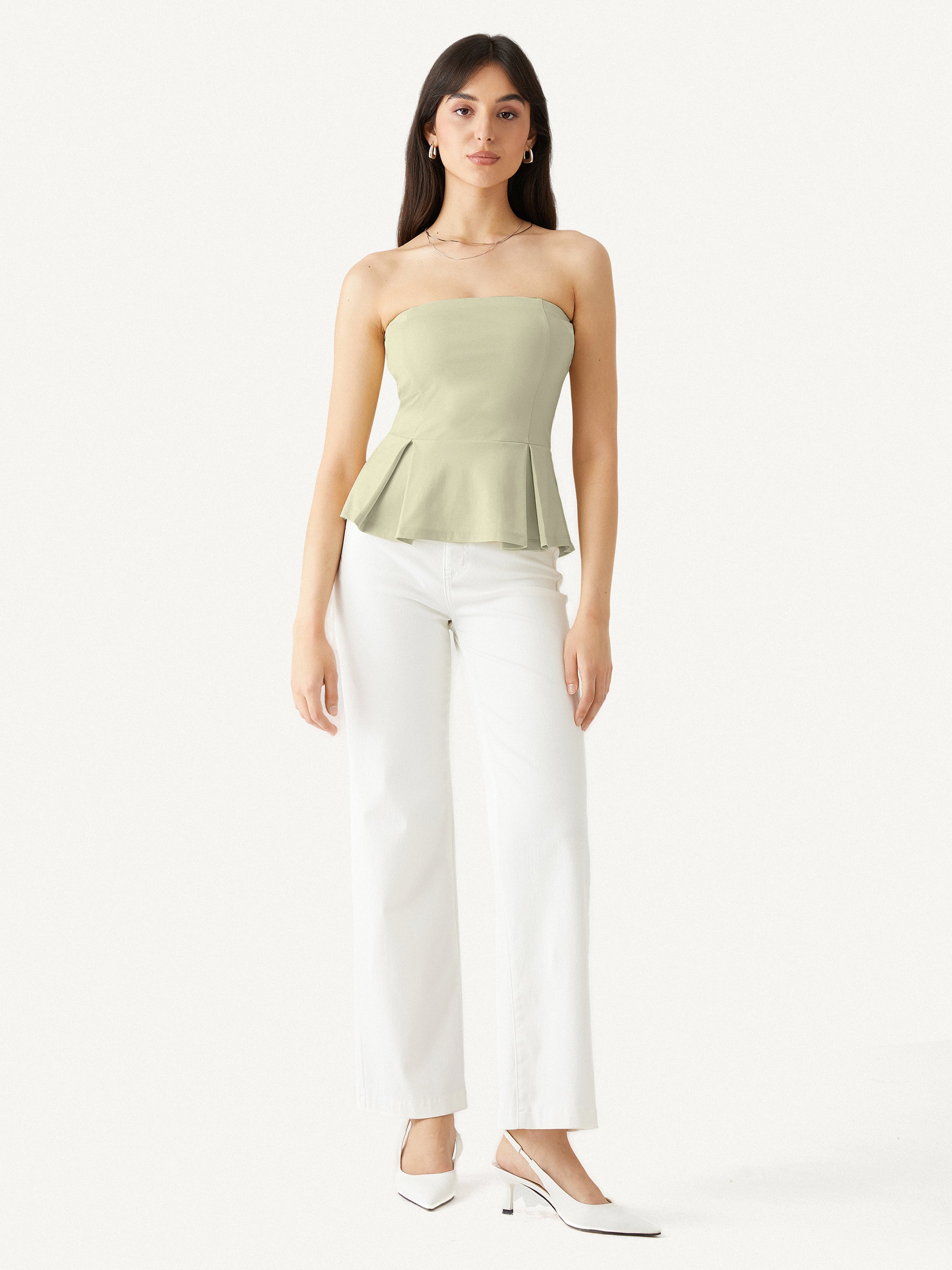 Sleek Peplume Tube Top - Limechino