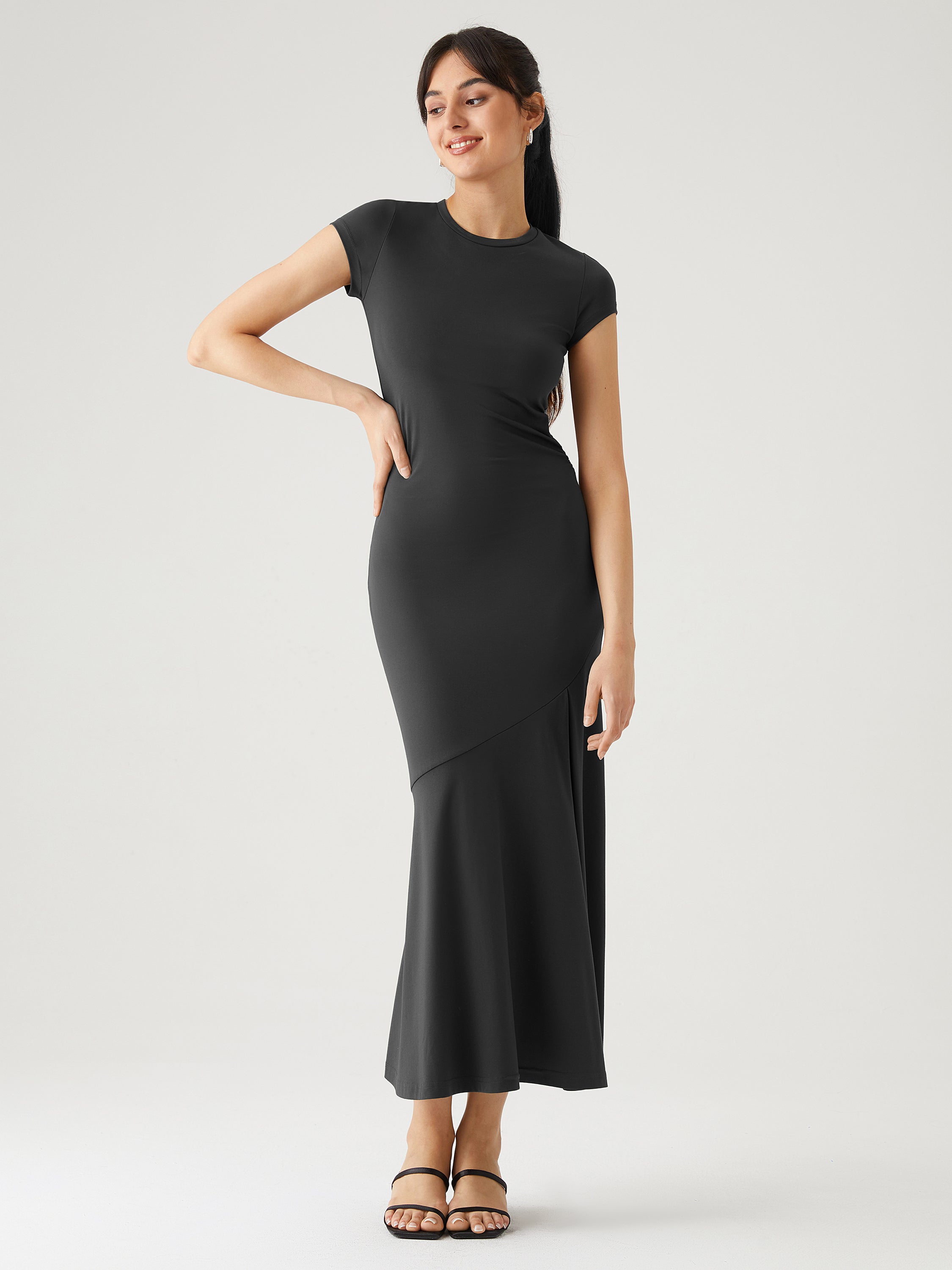 Cap Sleeve Maxi Dress - Charcoal