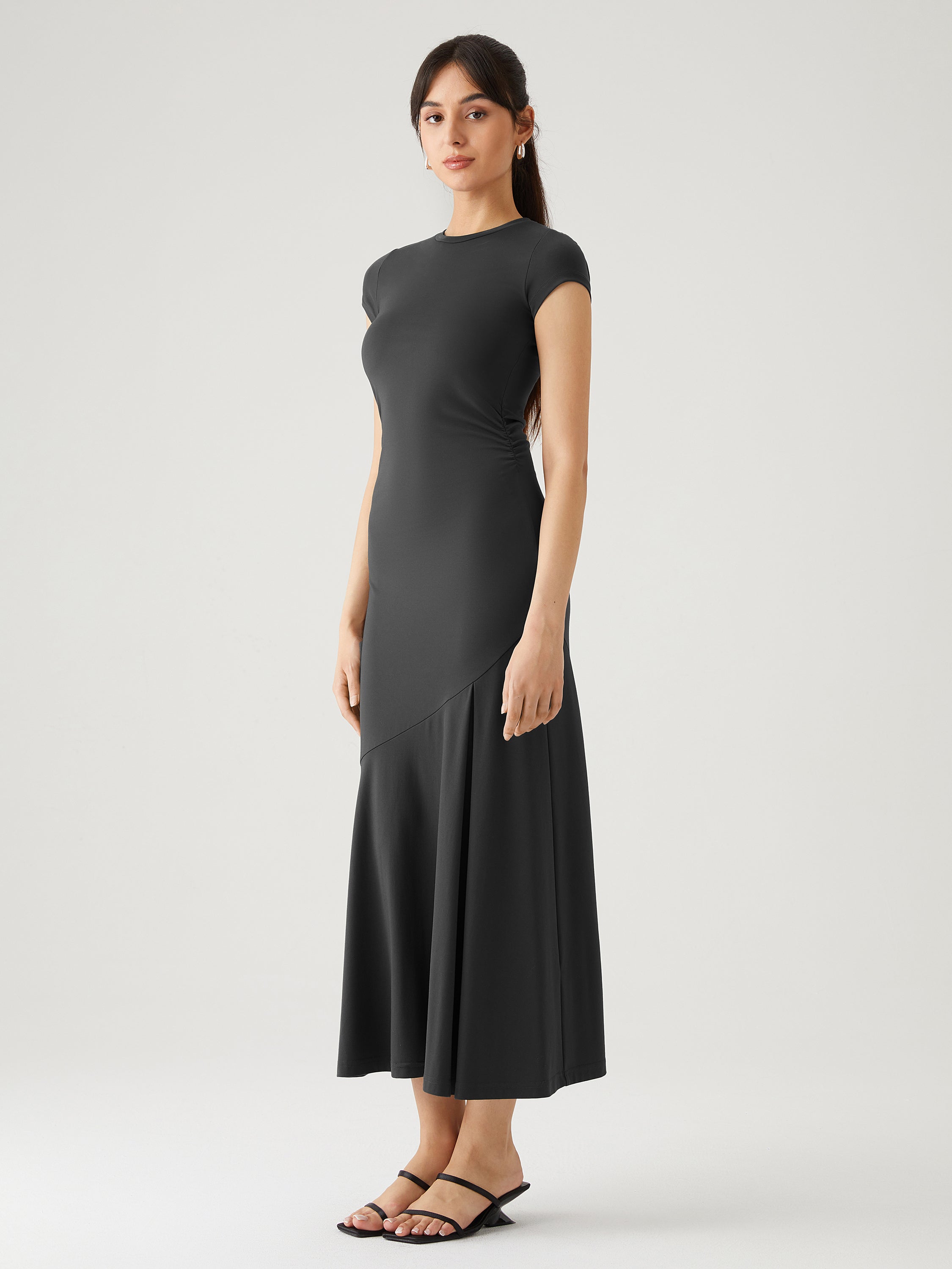 Cap Sleeve Maxi Dress - Charcoal