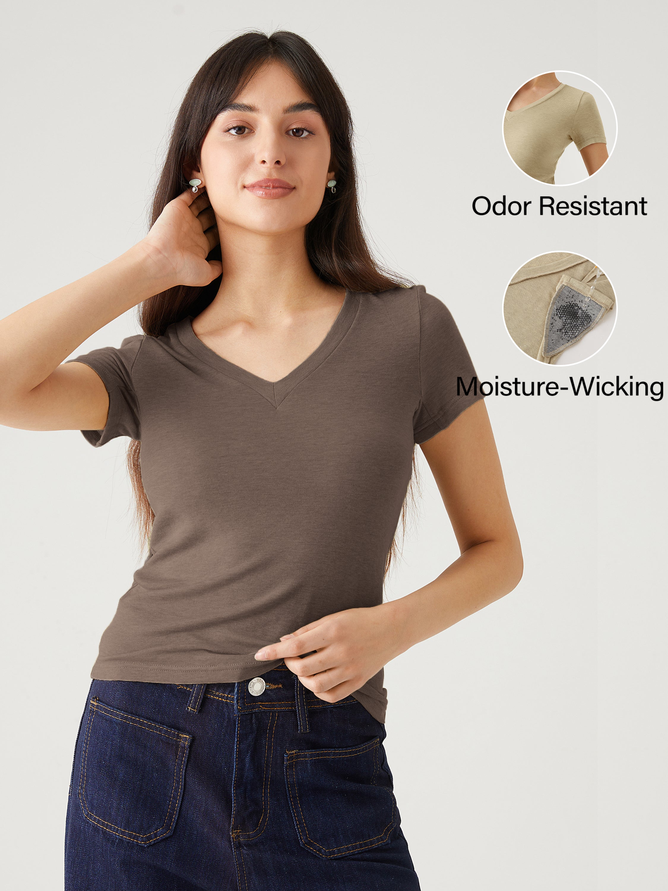 Tencel Wool V-neck Tee