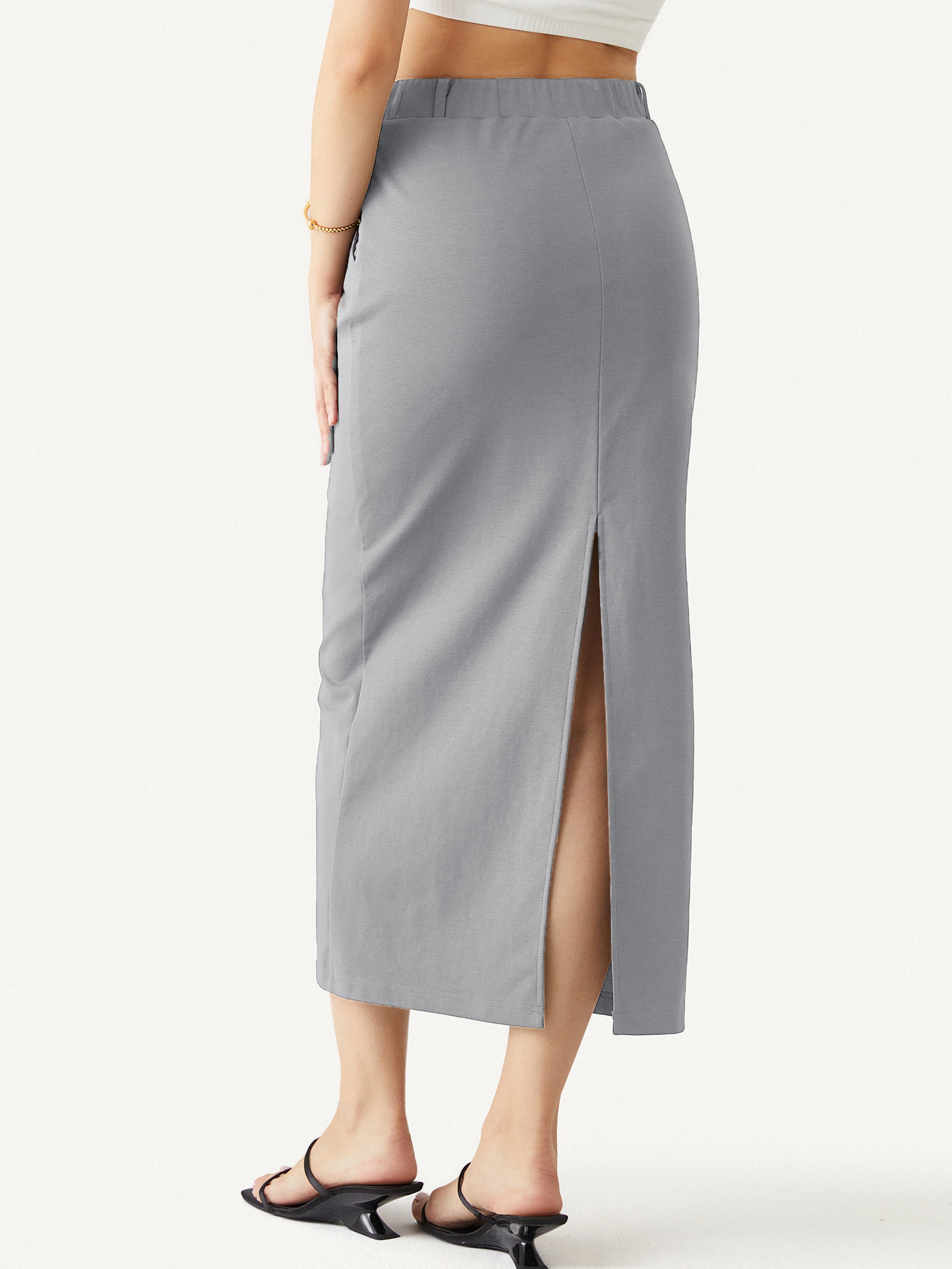 Everyday Column Skirt - Silver White