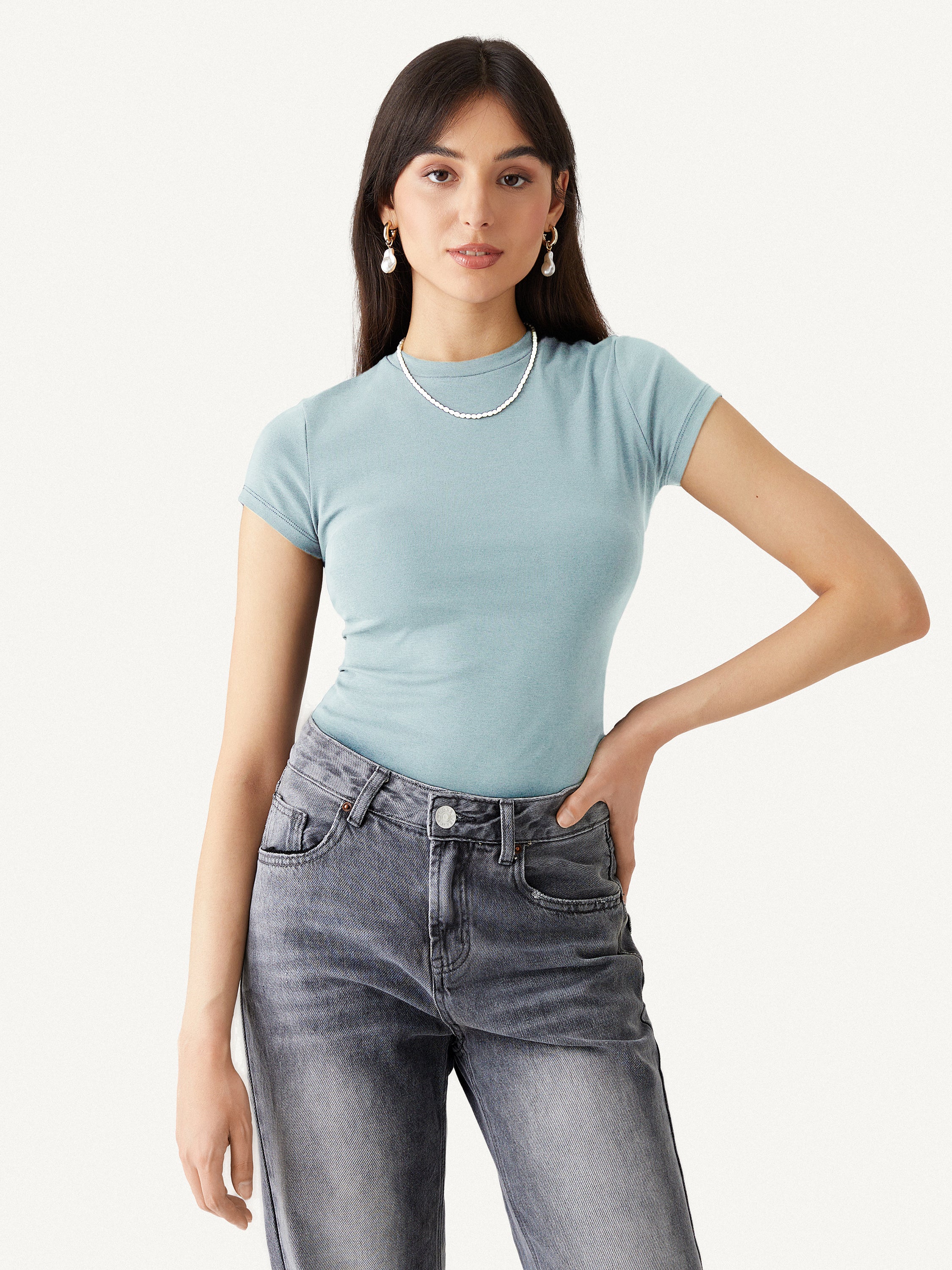 Fresh Cotton Cinch-the-Waist Tee - White