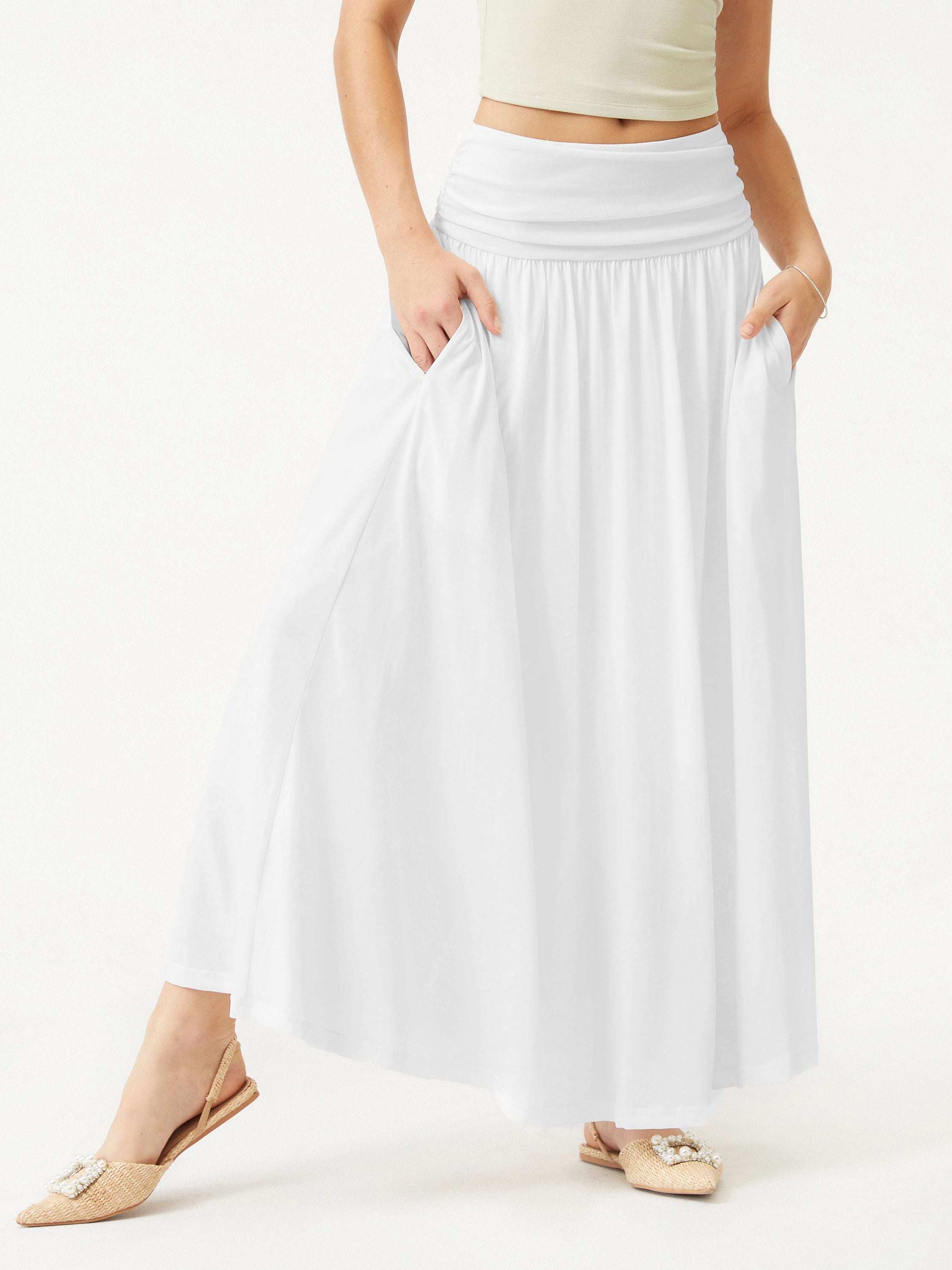 Tie-Back Brami & Airy Skirt of Rome 2Pcs Set - Soft Lily/White