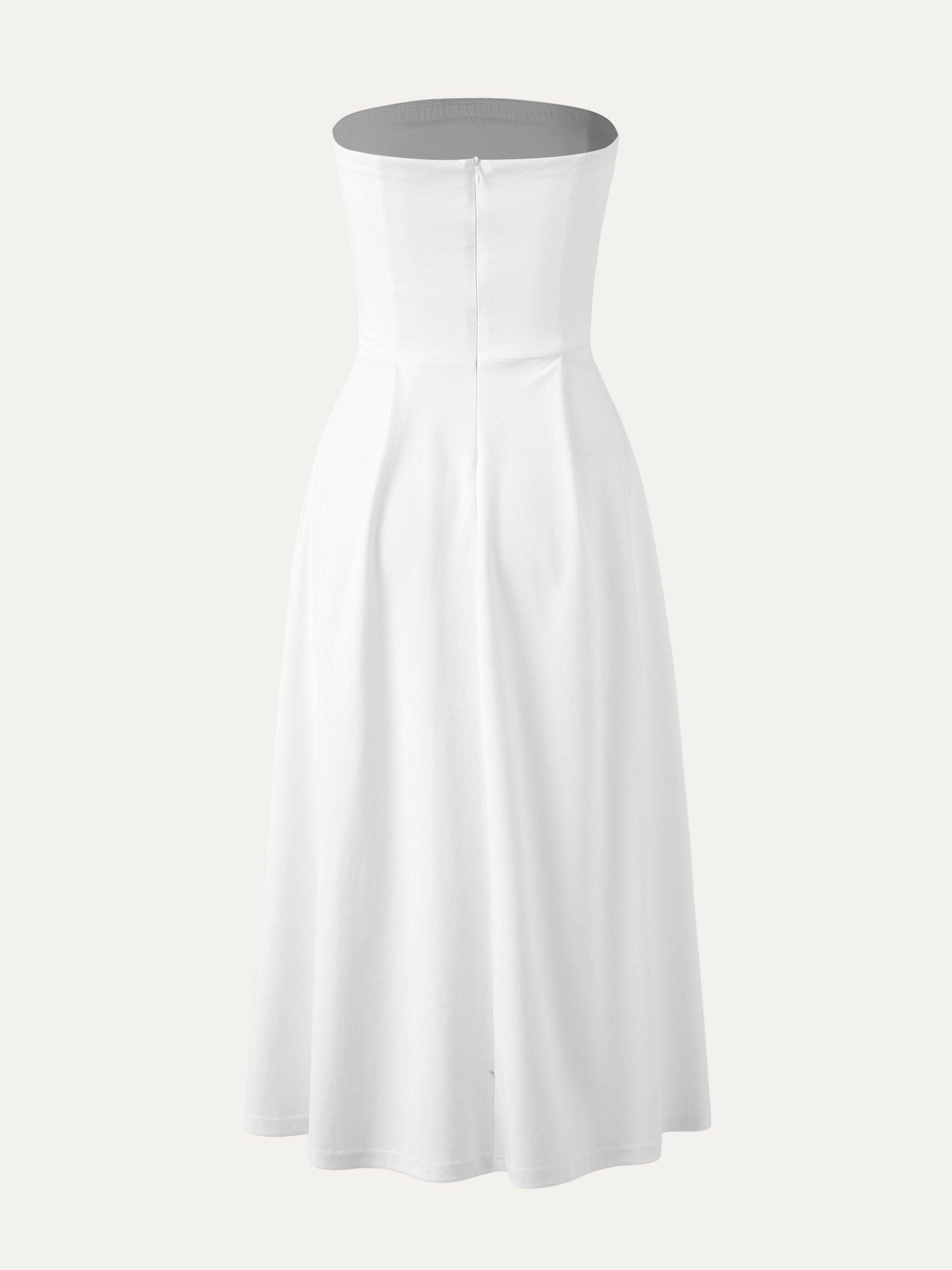 Tube Midi Dress with Pockets - White