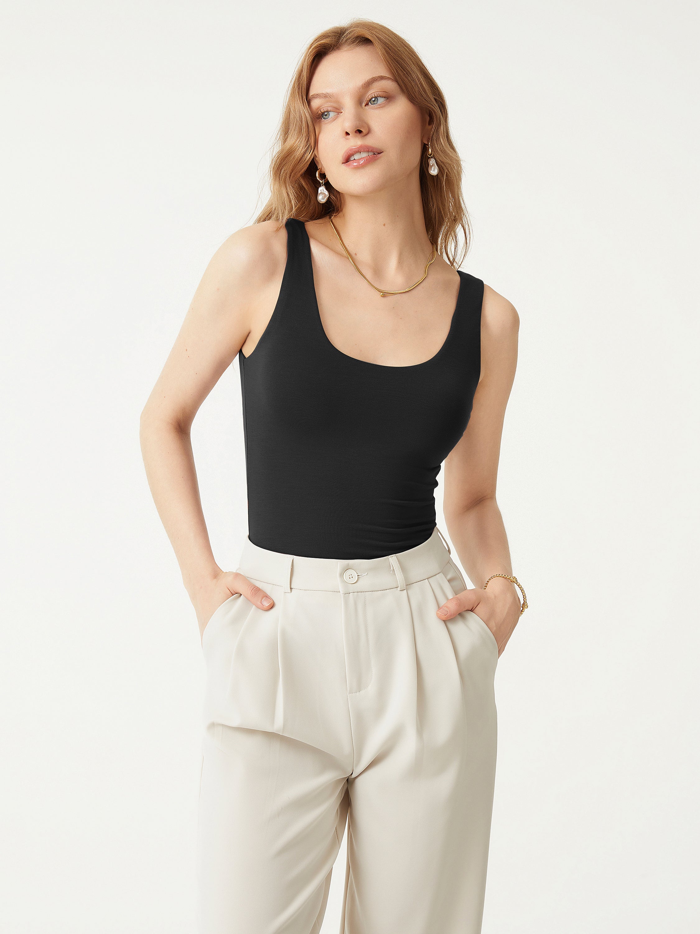 Lenzing Tencel Scoop Tank - Marron