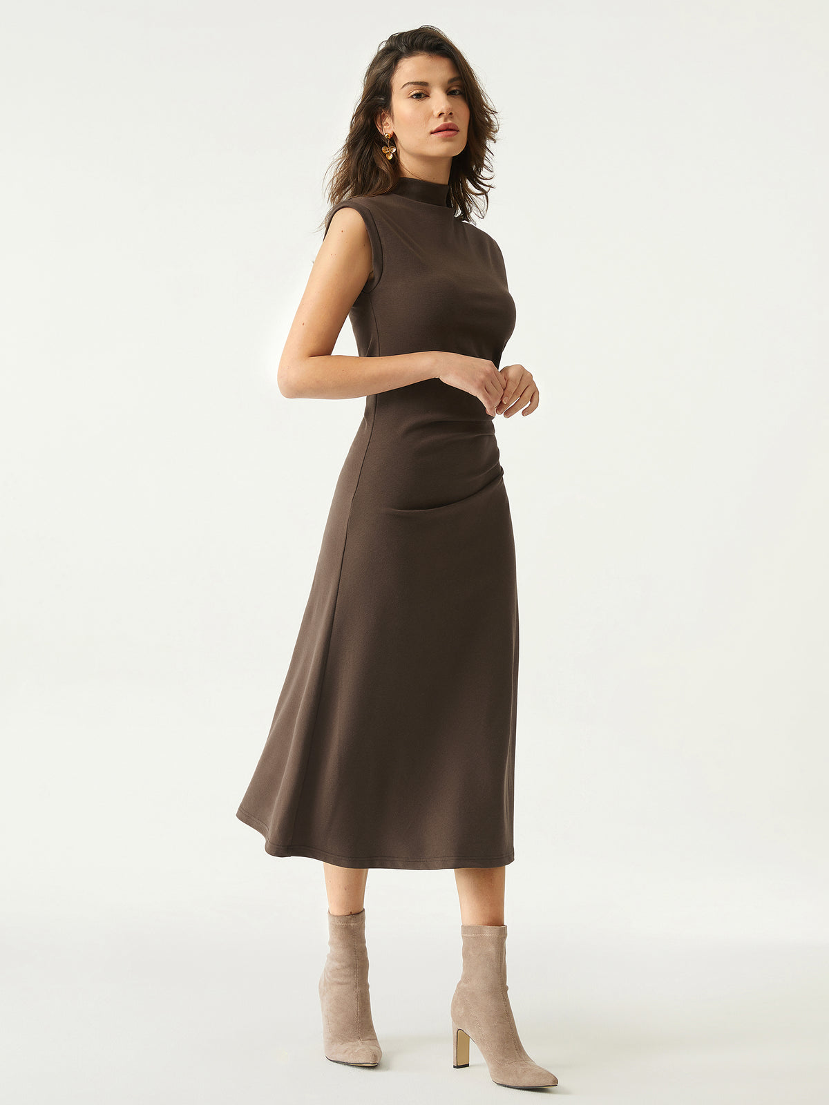 slim fit dress slacks Pleated Woven Fit & Flare Dress main image 1