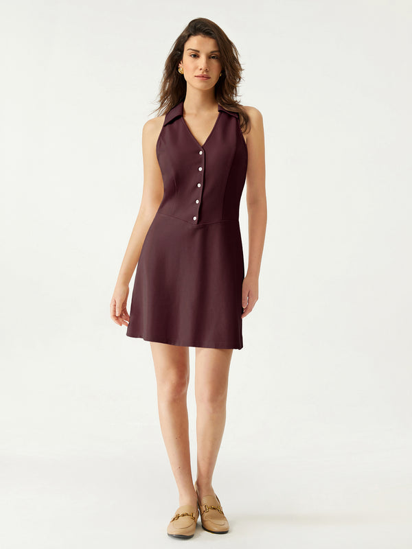 V-Neck A-Line Mini Dress