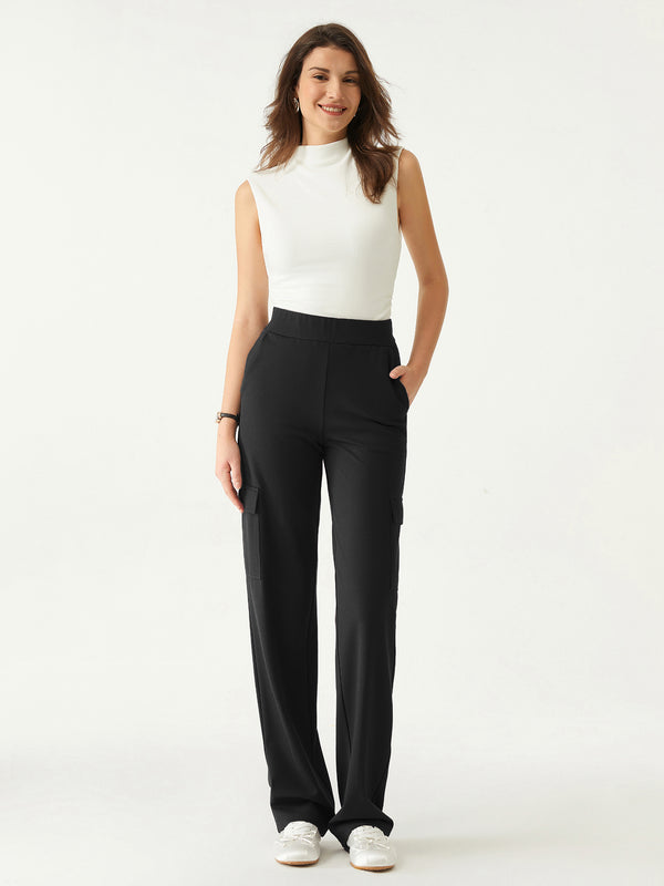 High Waisted Straight Leg Cargo Pant