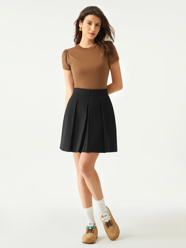 High-rise Pleated Mini Skirt