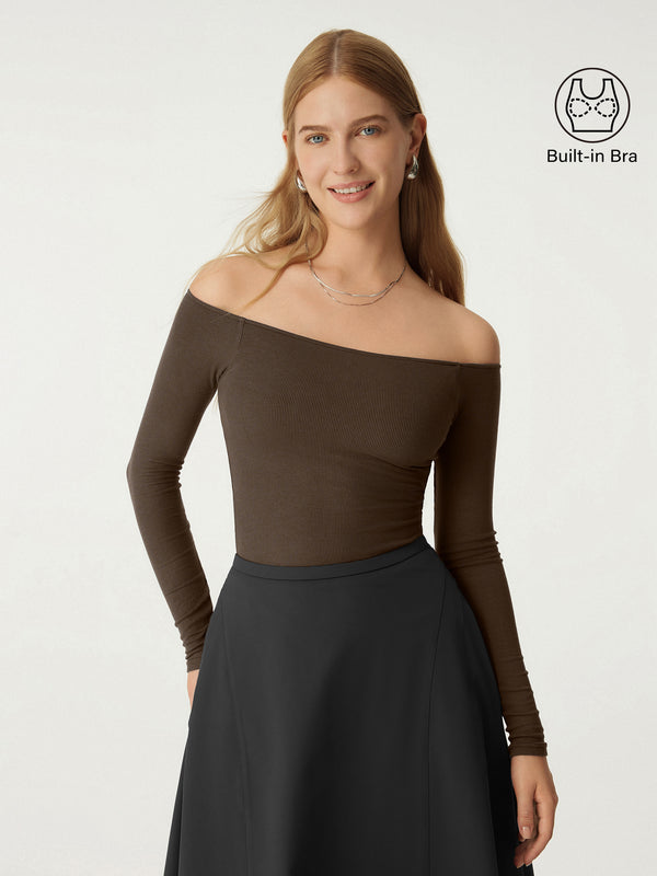 Scoop neckline Long Sleeve Brami Top