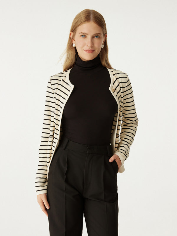 Stripy Gold Button Knit Jacket