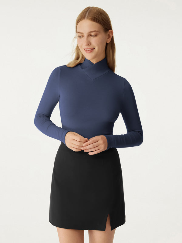 Eco-Mousse®2.0 Crossover High Neck Long Sleeve Top