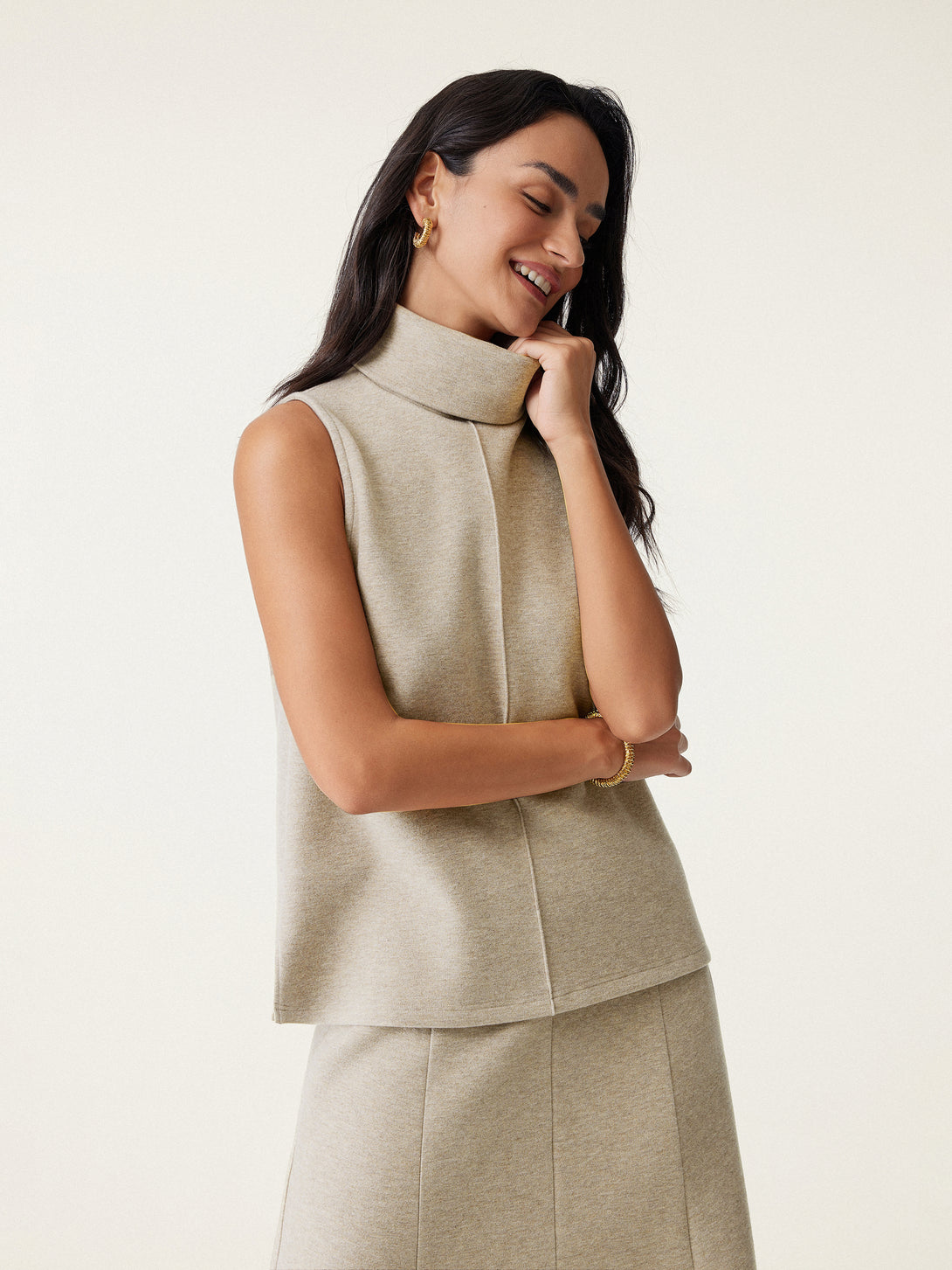 Turtle Neck Split Hem Top