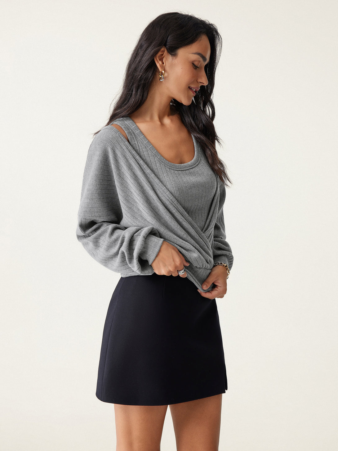 Wide Rib Surplice Top