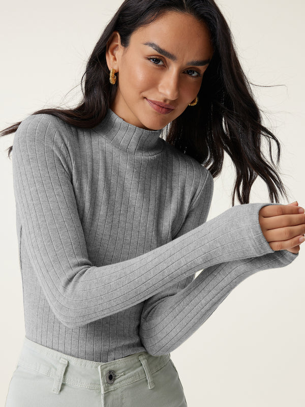 Ribbed Everyday Mockneck Top