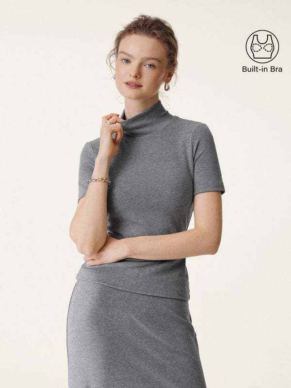 Soft Thermal Mockneck Short Sleeve Top