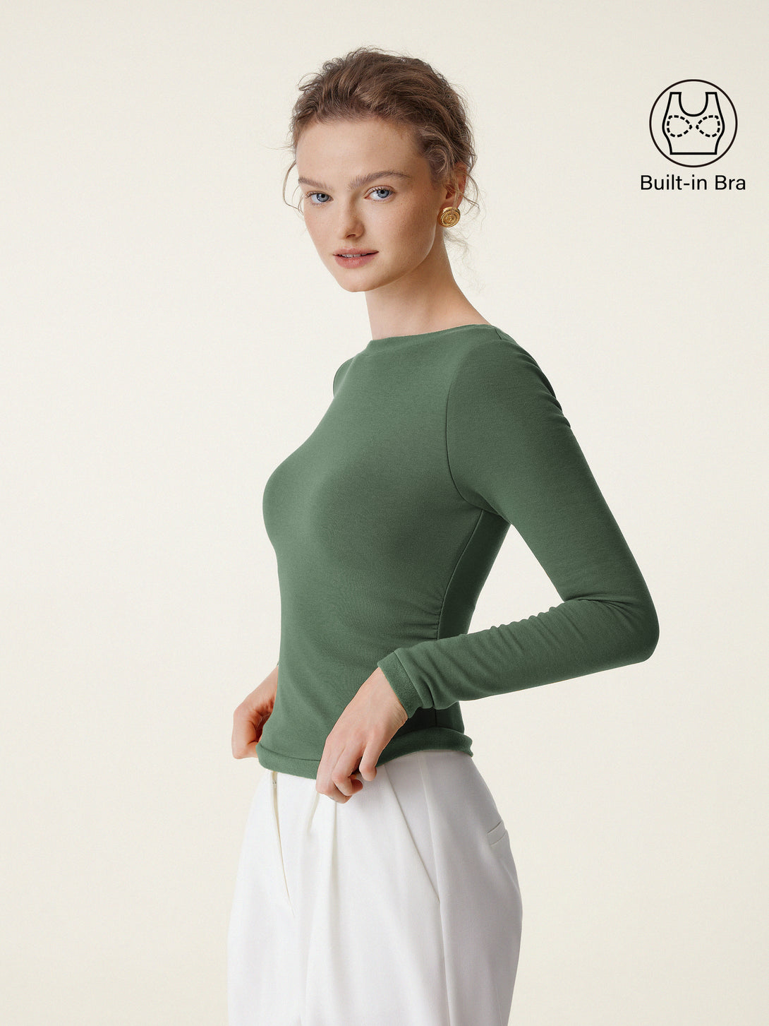 Boatneck Long Sleeve Brami Top