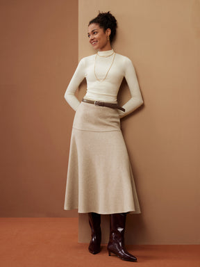 2Pcs Set Ruched Sides Mockneck Top & Mermaid Maxi Skirt